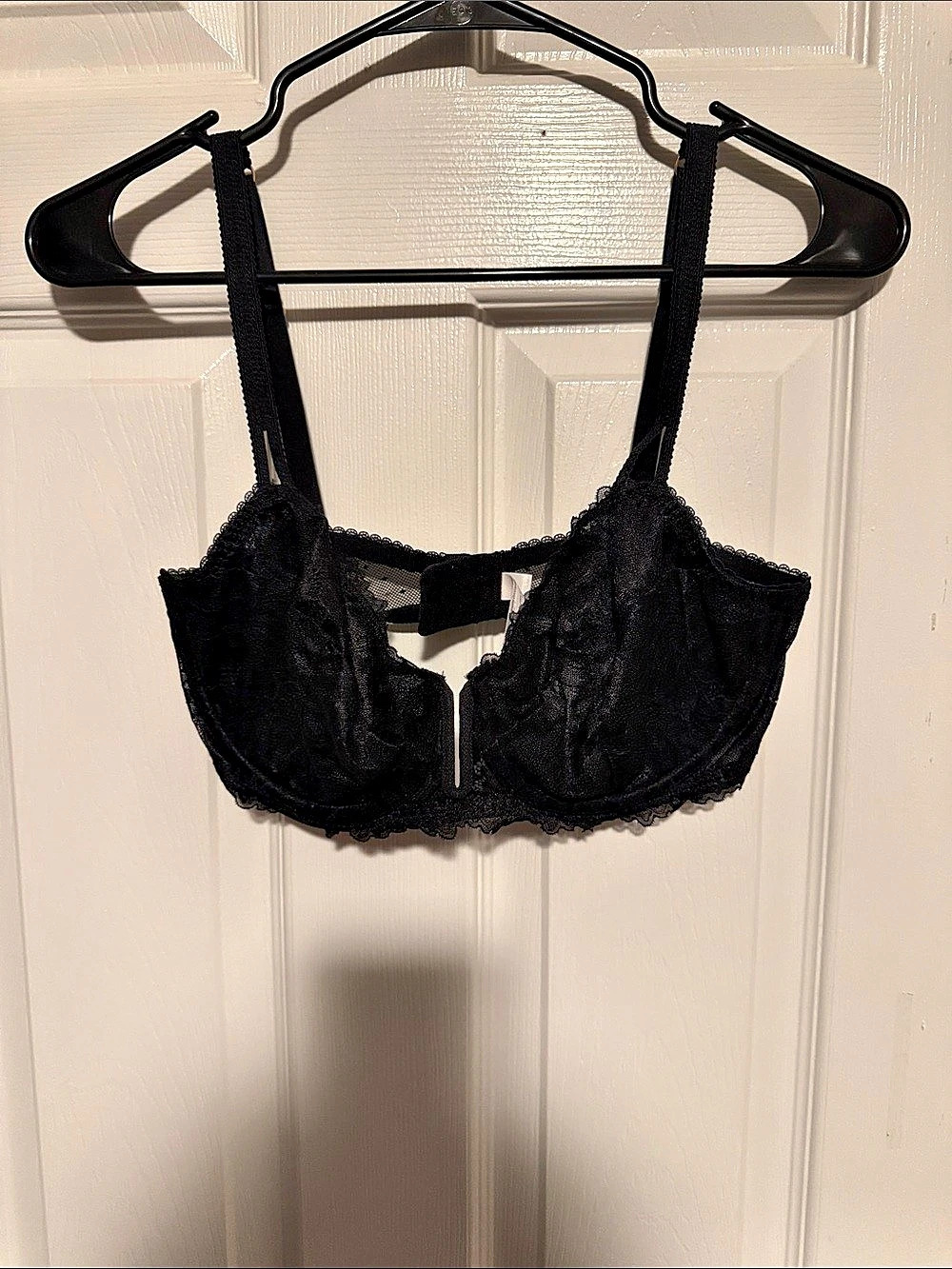 auden Lace Unlined Front-Close Plunge Bra Black 36D